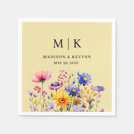 Elegant Boho Wildblume Wedding Serviette