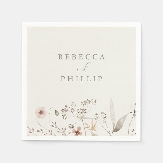 Elegant Boho Wildblume Wedding Serviette (Vorderseite)