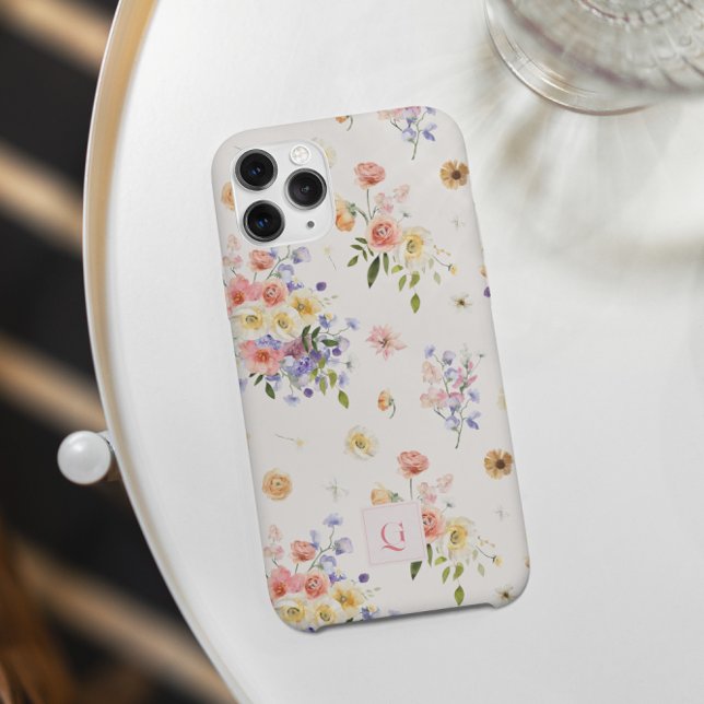 Elegant Boho Wildblumen | Anfangsmonogramm Case-Mate iPhone Hülle (Von Creator hochgeladen)