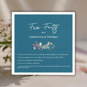 Elegant Boho Wildblumen Blue Fun Fakten Hochzeiten Serviette
