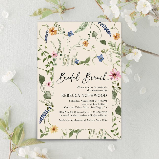 Elegant Boho Wildblumen Bridal Brunch Dusche Einladung (Von Creator hochgeladen)