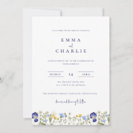 Elegant Boho Wildblumen Foto Wedding Einladung