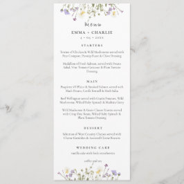 Elegant Boho Wildblumen Script Wedding Menükarte