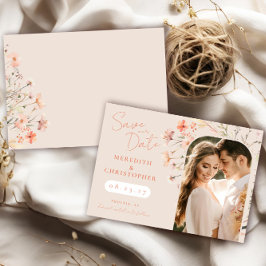 Elegant Boho Wildblumen Wedding Foto Save The Date