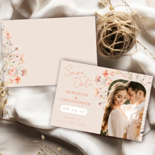 Elegant Boho Wildblumen Wedding Foto Save The Date