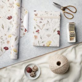 Elegant Boho WildflowerGrüne Blätter Geschenkpapier