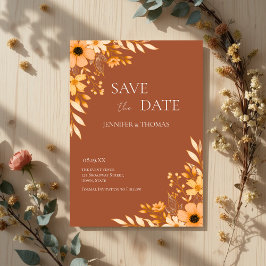 Elegant Boho Winter Floral Hand-Drawn Wedding Save The Date