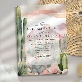 Elegant Boho Wüste Landschaft Cactus Wedding Einladung