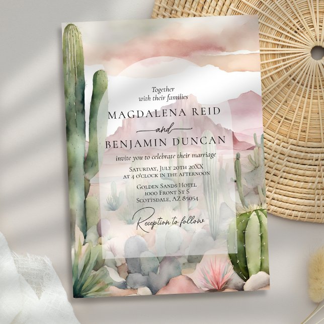 Elegant Boho Wüste Landschaft Cactus Wedding Einladung (Von Creator hochgeladen)