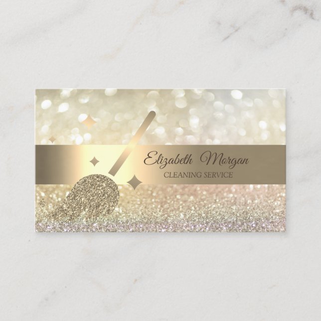 Elegant Bokeh Gold Glitzer Broom Visitenkarte (Vorderseite)