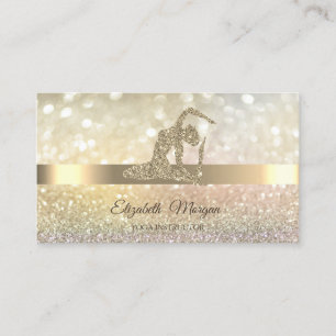Elegant Bokeh Gold, Gold Yoga Girl Visitenkarte