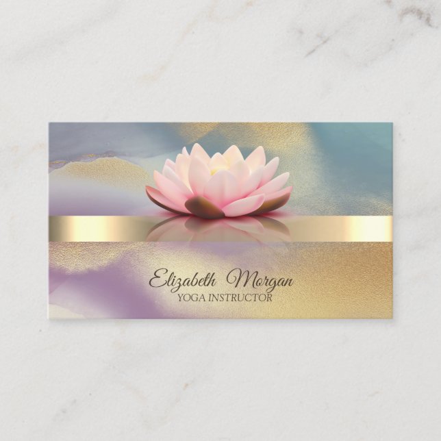 Elegant Bokeh Gold, Lotus Blume Tolles Yoga Visitenkarte (Vorderseite)