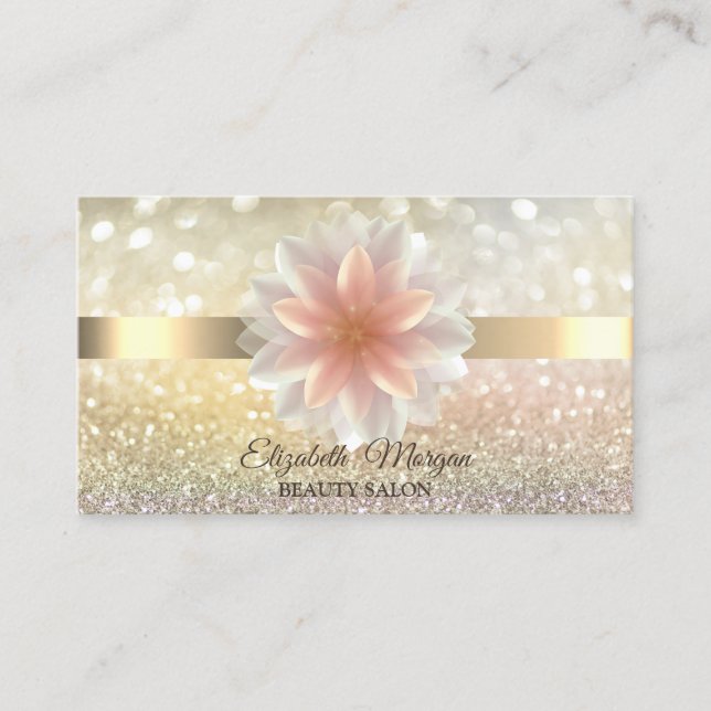 Elegant Bokeh Gold, Lotus Blume Yoga Reiki Busine Visitenkarte (Vorderseite)