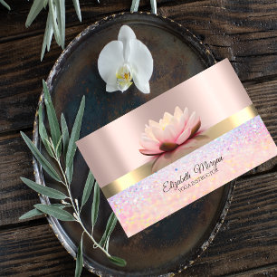 Elegant Bokeh Gold Streifen, Lotus Rose Gold Visitenkarte