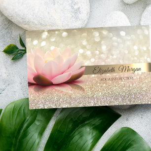 Elegant Bokeh Gold Strip, Lotus Yoga Visitenkarte