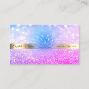 Elegant Bokeh Gold Stripe Lotus Yoga Instructor Visitenkarte