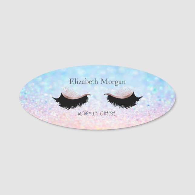 Elegant Bokeh Ombre Imitats Lashes Namensschild (Vorderseite)
