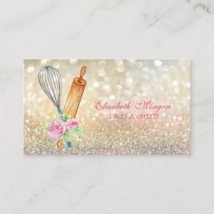 Elegant Bokeh Rolling Button Whisk Bäckerei Visitenkarte