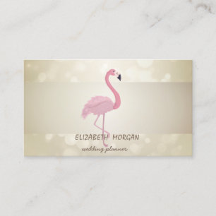 Elegant Bokeh, Stripe, rosa Flamingo Visitenkarte
