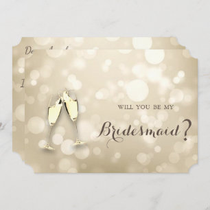 Elegant Bokeh Wine Glasses Bridesmaid Card Einladung