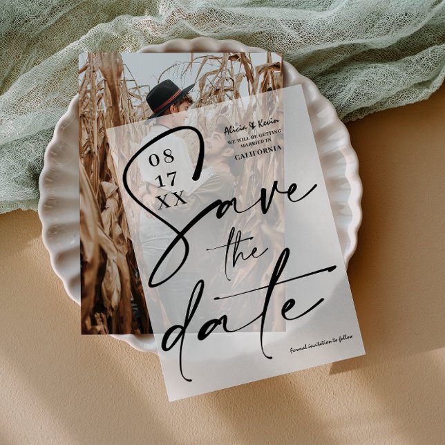 Elegant Bold Calligraphy Wedding Save the Date (Elegant Bold Calligraphy Wedding Save the Date Vellum Invitations)