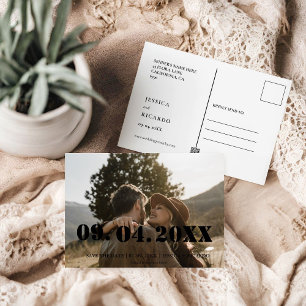 Elegant Bold Letter Foto Wedding Save the Date Postkarte