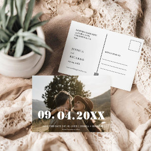 Elegant Bold Letter Foto Wedding Save the Date Postkarte