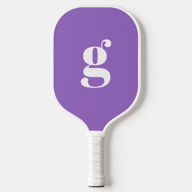 Elegant Bold Mit Monogramm Initial Amethyst Lila Pickleball Schläger (Vorderseite)