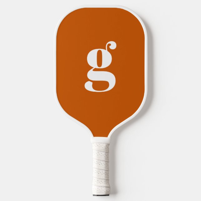Elegant Bold Mit Monogramm Initial Burnt Orange Pickleball Schläger (Vorderseite)