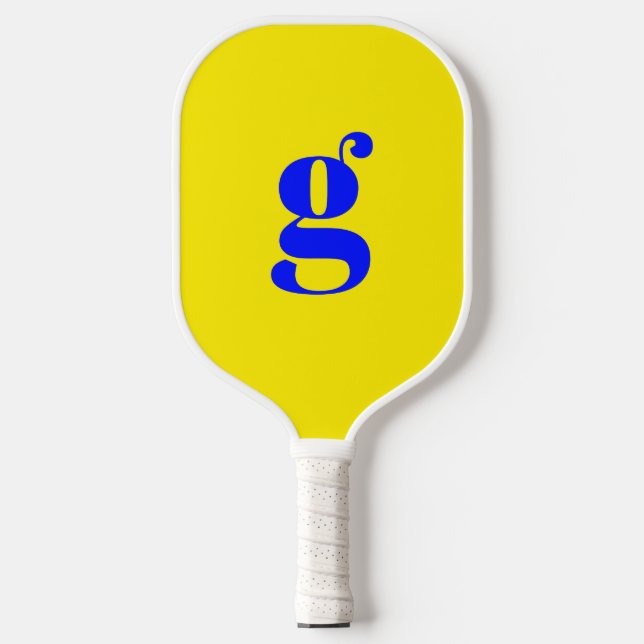 Elegant Bold Mit Monogramm Initial Canary Yellow Pickleball Schläger (Vorderseite)