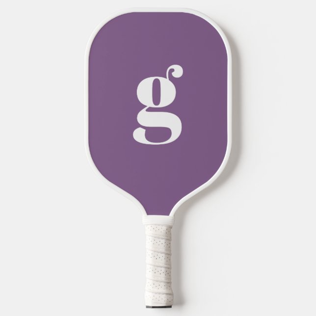 Elegant Bold Mit Monogramm Initial Dusty Lila Pickleball Schläger (Vorderseite)