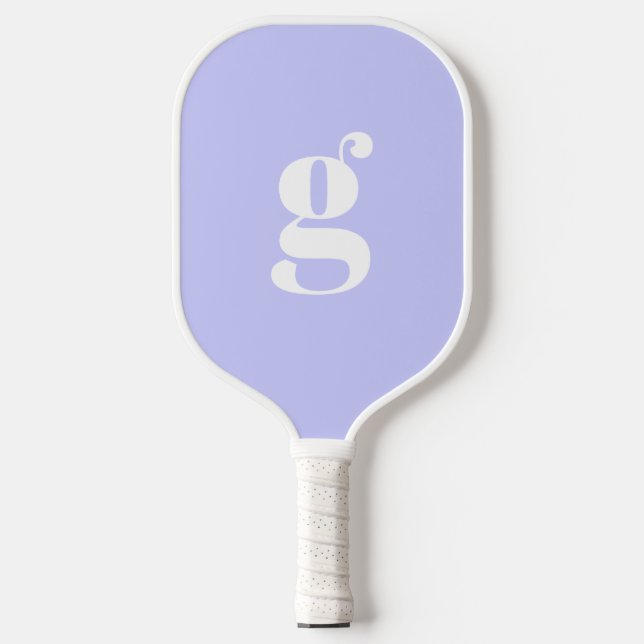 Elegant Bold Mit Monogramm Initial Pastel Periwink Pickleball Schläger (Vorderseite)
