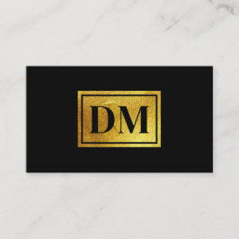 Elegant Bold Monogram Logo Qr Code Schwarz & Gold Visitenkarte