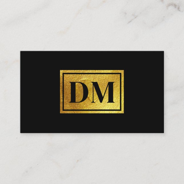 Elegant Bold Monogram Logo Qr Code Schwarz & Gold Visitenkarte (Vorderseite)