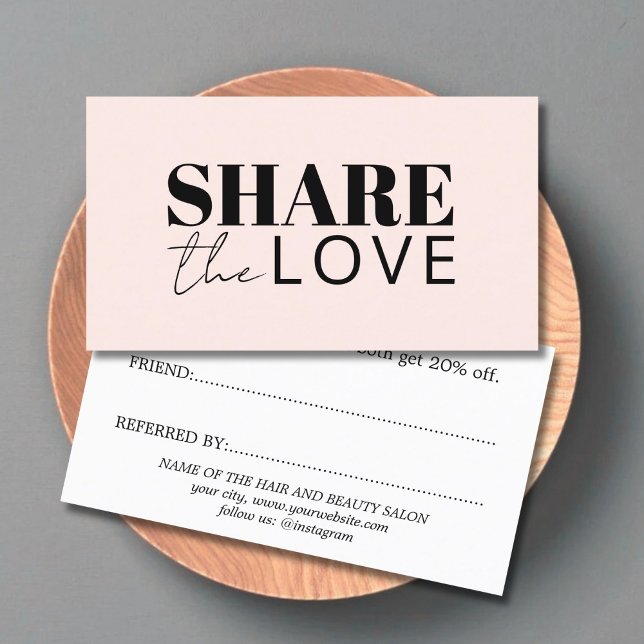 Elegant Bold Pastel Black Salon Empfehlungskarte (Von Creator hochgeladen)