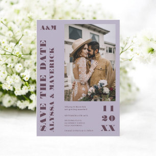 Elegant Bold simple lilac lila 2 Fotos Hochzeit Save The Date