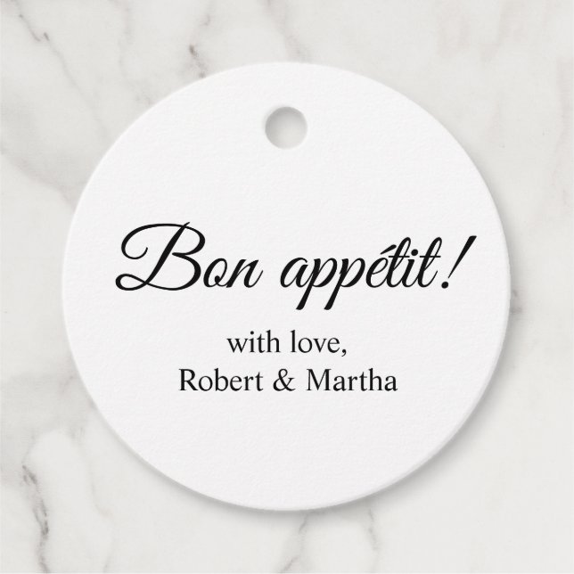 Elegant Bon Appetit Custom Personalisiert Geschenkanhänger (Vorderseite)