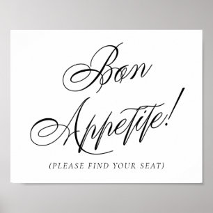 Elegant Bon Appetite Black Calligraphy Sitzplatz Poster