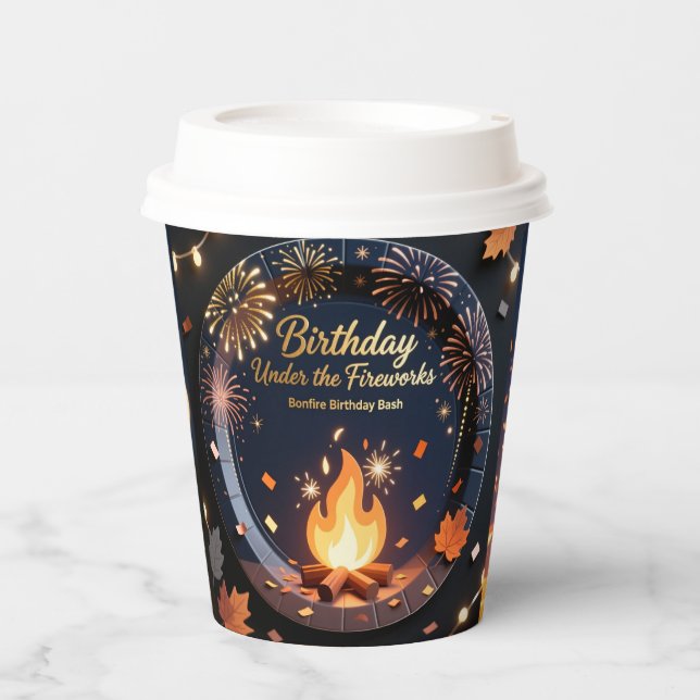Elegant Bonfire Night Birthday Party Paper Cups Pappbecher (Vorderseite)