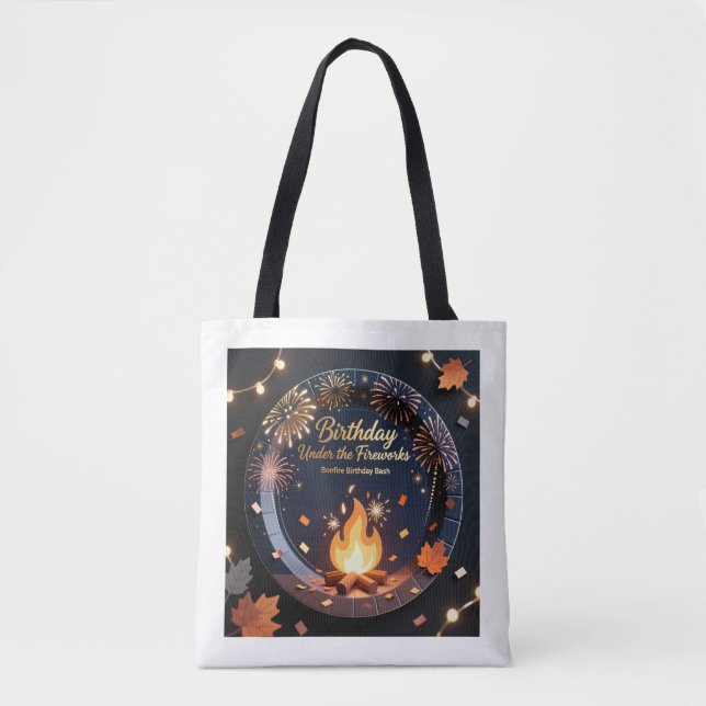 Elegant Bonfire Night Birthday Tote Bag (Vorderseite)