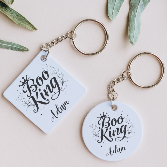 Elegant "Boo King" Name Halloween Kalligrafie Schlüsselanhänger (Von Creator hochgeladen)