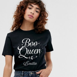 Elegant Boo Queen Name Halloween Kalligraphie T-Shirt