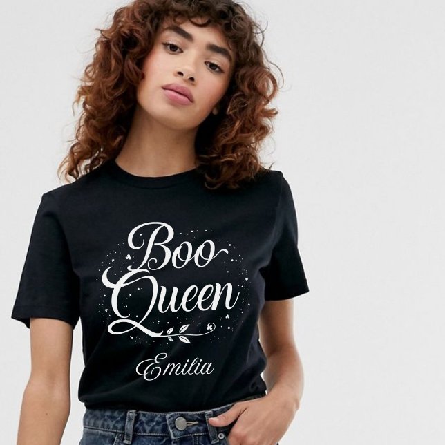 Elegant Boo Queen Name Halloween Kalligraphie T-Shirt (Von Creator hochgeladen)