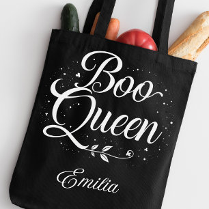 Elegant Boo Queen Name Halloween Schwarz-Weiß