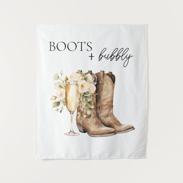 Elegant Boots and Bubbly Wester Bridal Shower Wandteppich (Vorderseite)