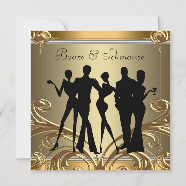 Elegant Booze and Schmooze Einladungen (Vorderseite)