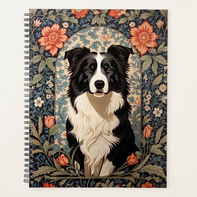 Elegant Border Collie William Morris Inspiriert Planer (Vorderseite)