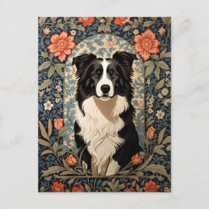 Elegant Border Collie William Morris Inspiriert Postkarte