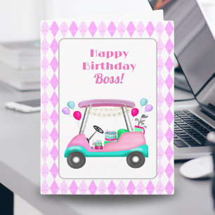 Elegant Boss Damen Golfparty-Wagen Geburtstag Karte