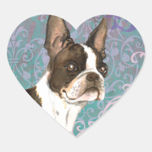 Elegant Boston Terrier Herz-Aufkleber